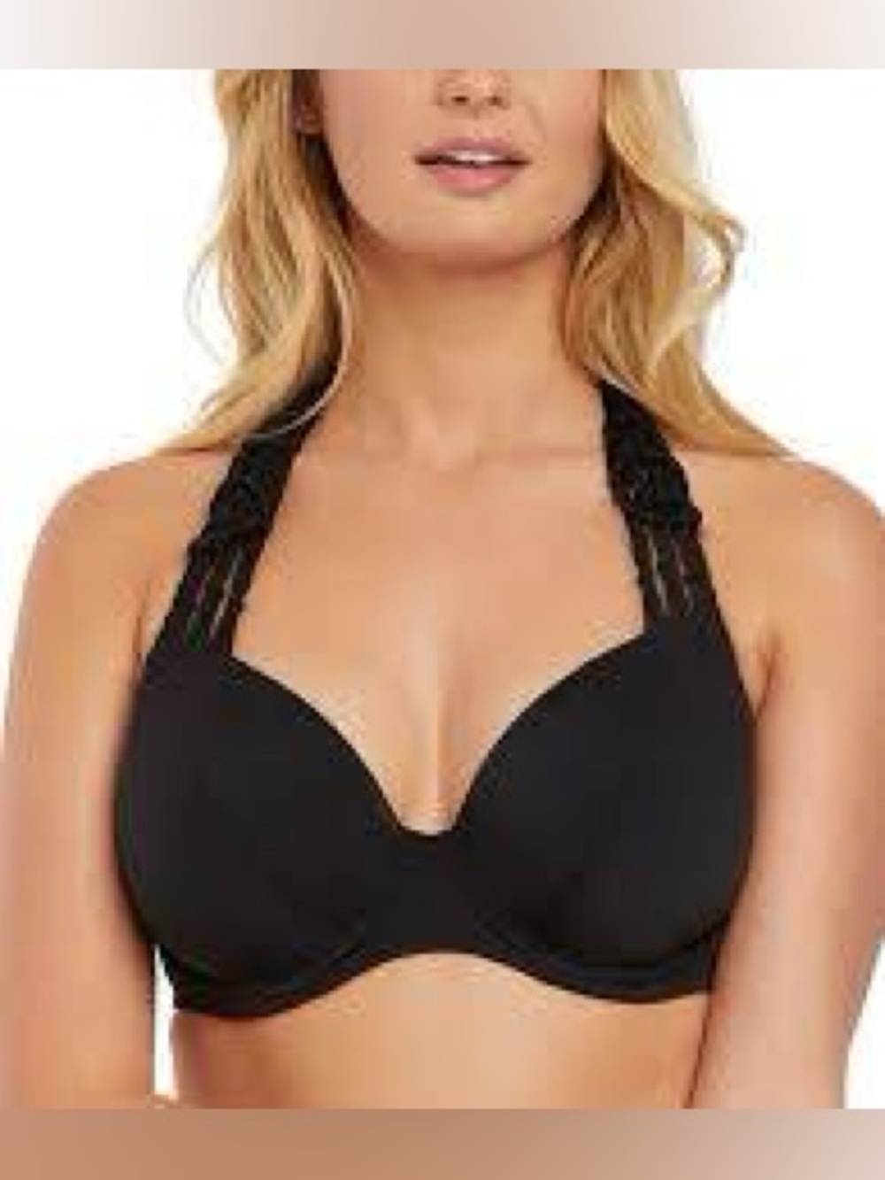 Freya Black Macrame Halter Bikini Top Size 38G